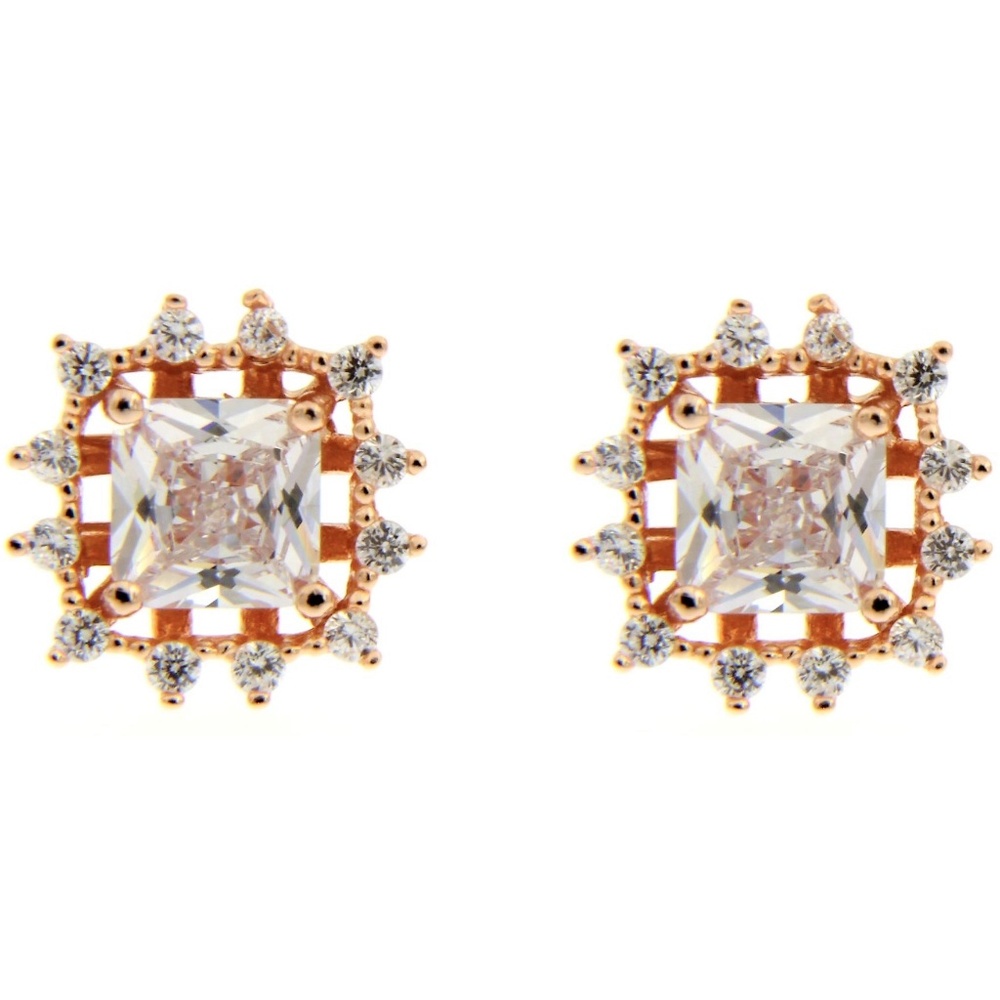 Cubic Zirconia, Rose Gold Earings